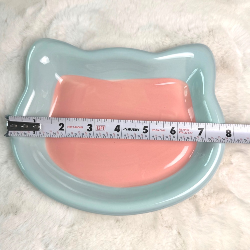 New Large Ceramic Cat Trinket Catch all Dish Pastel Pink Blue - Picture 3 of 6